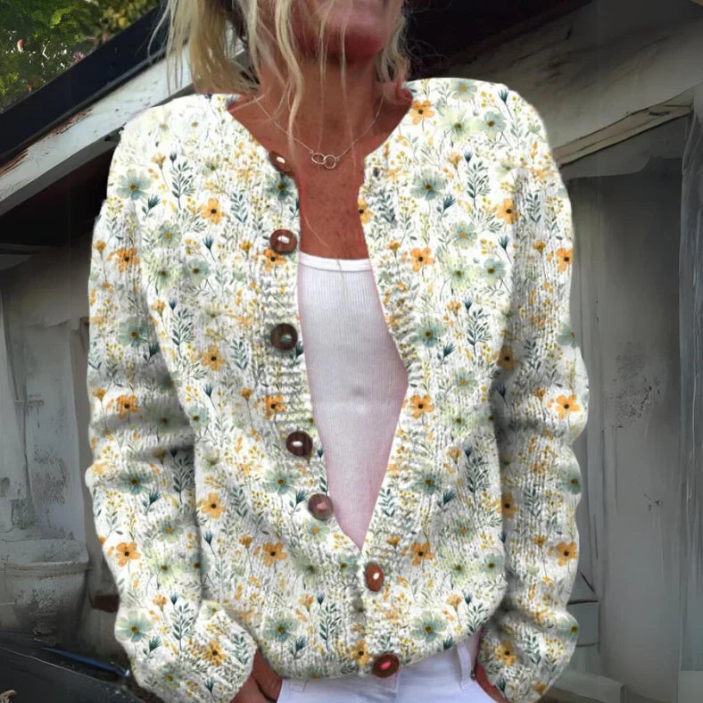 Kenza - Stylish Floral Print Cardigan