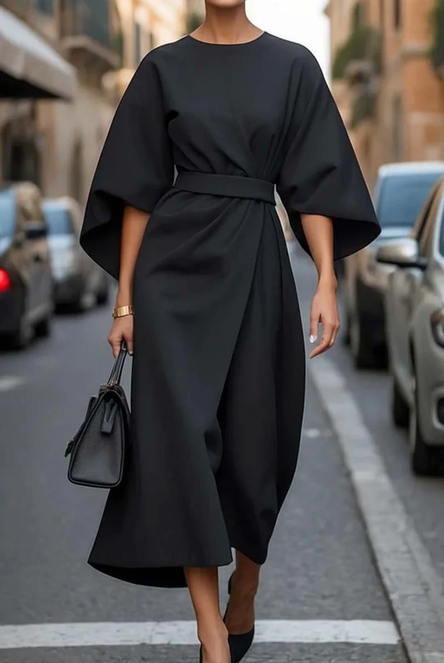 Nicole – Elegance dress with lantern sleeves