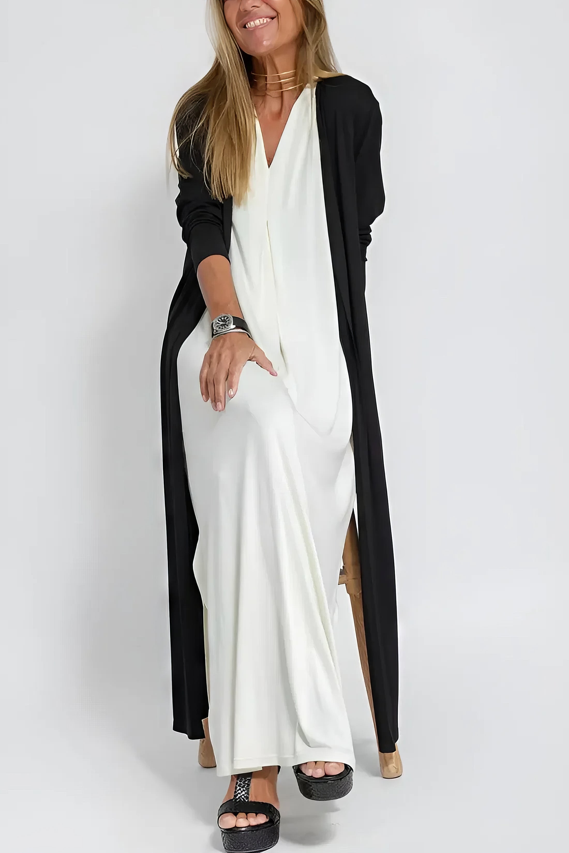 Tessa - Elegant Long Dress + Matching Cardigan