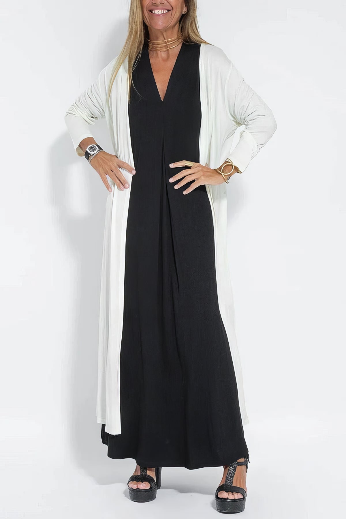 Tessa - Elegant Long Dress + Matching Cardigan