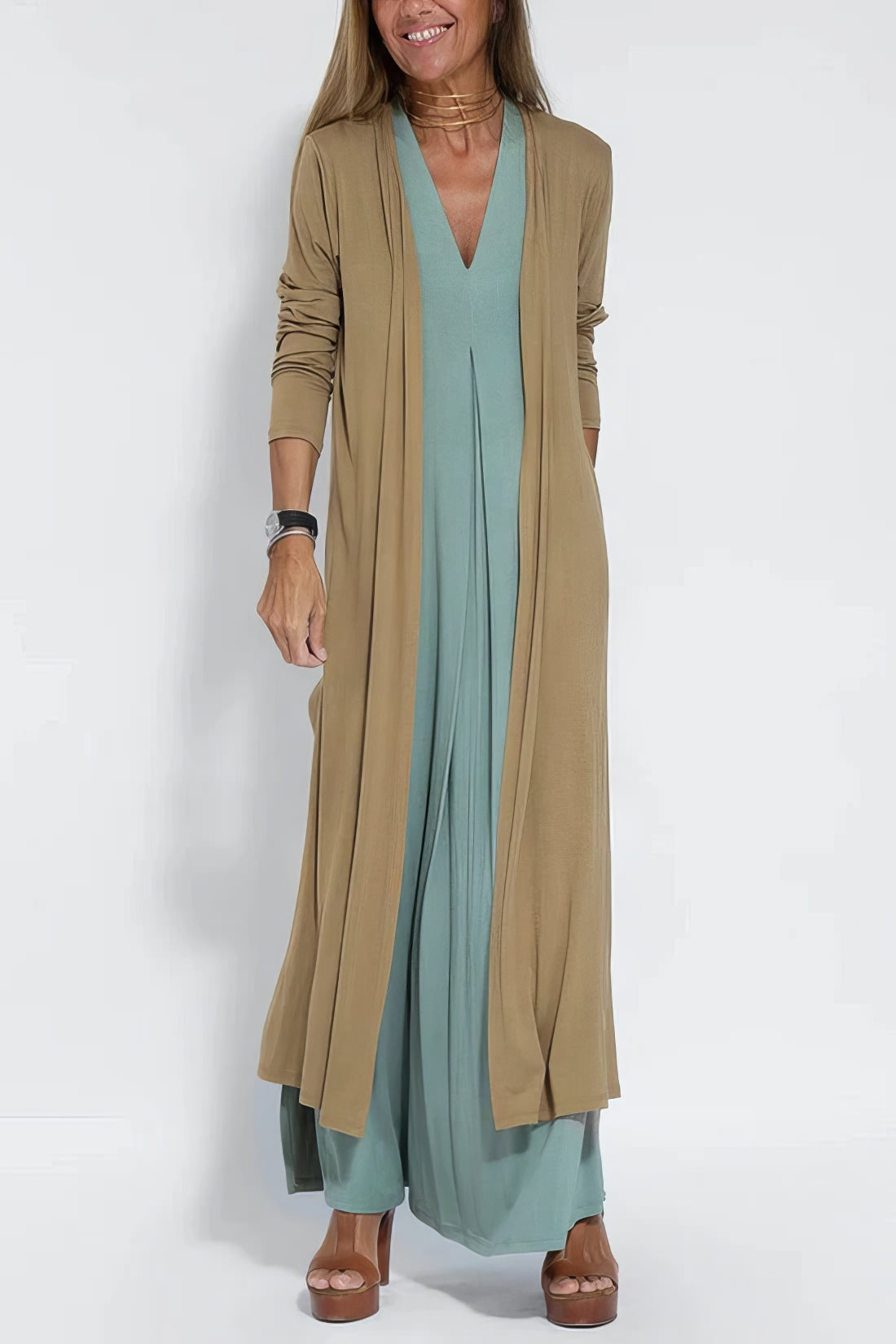 Tessa - Elegant Long Dress + Matching Cardigan